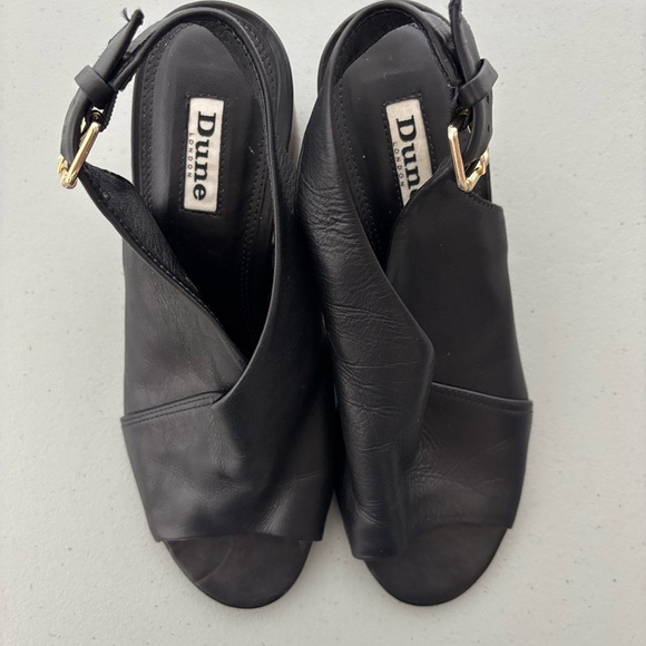 Dune London Black Leather Ignus Sandals Heels Women's 5 UK/ 38 EU/ 7-7.5 US - Picture 8 of 13